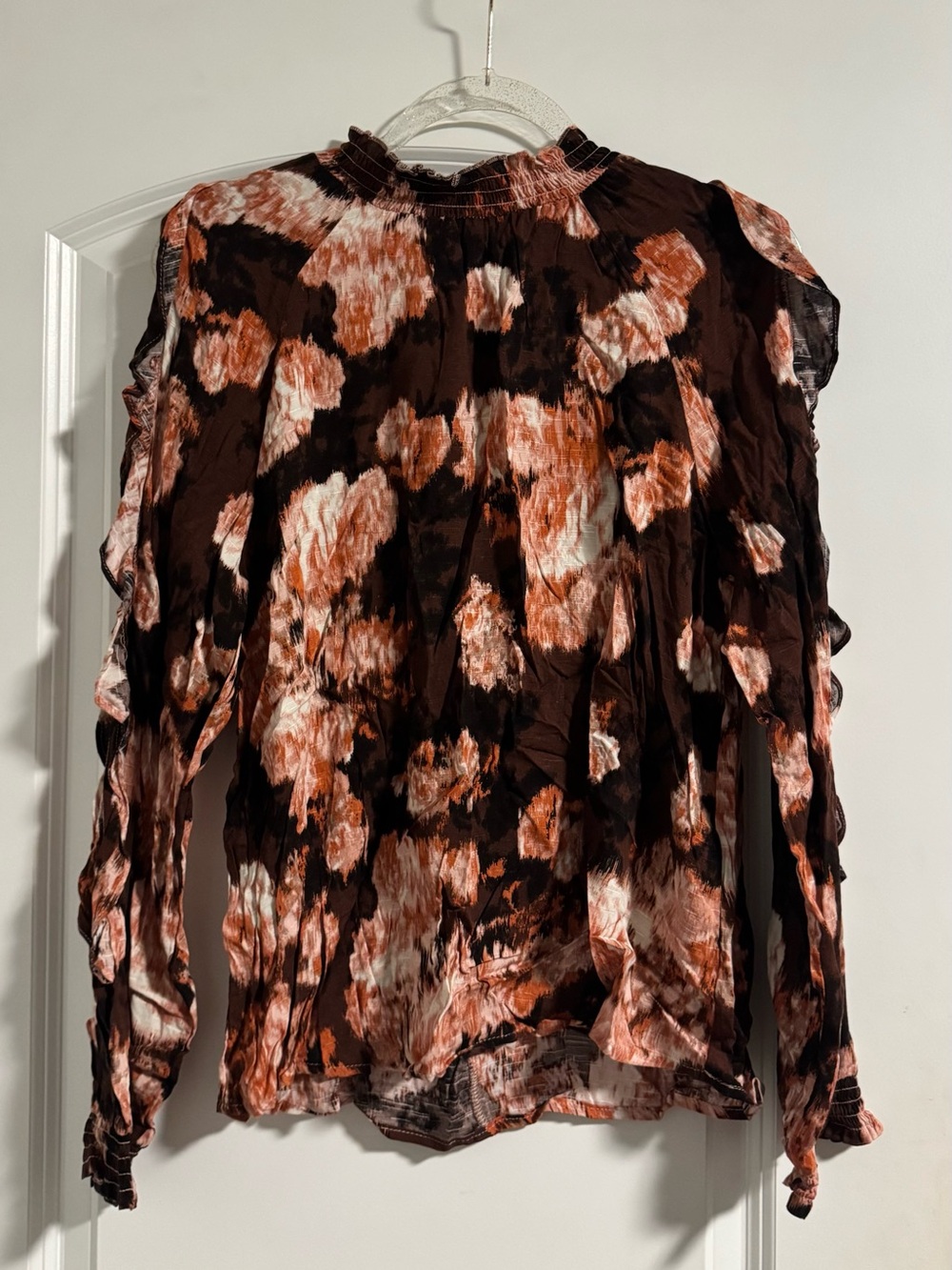 Maurices Brown, Rust & Cream Floral Long-Sleeve Blouse